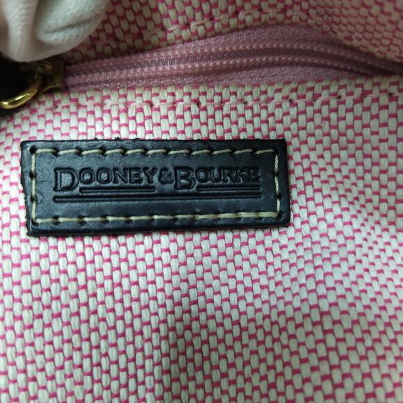 Dooney & Bourke Black White Checker Canvas Leather Trim Top Handle Satchel Bag - Picture 11 of 16